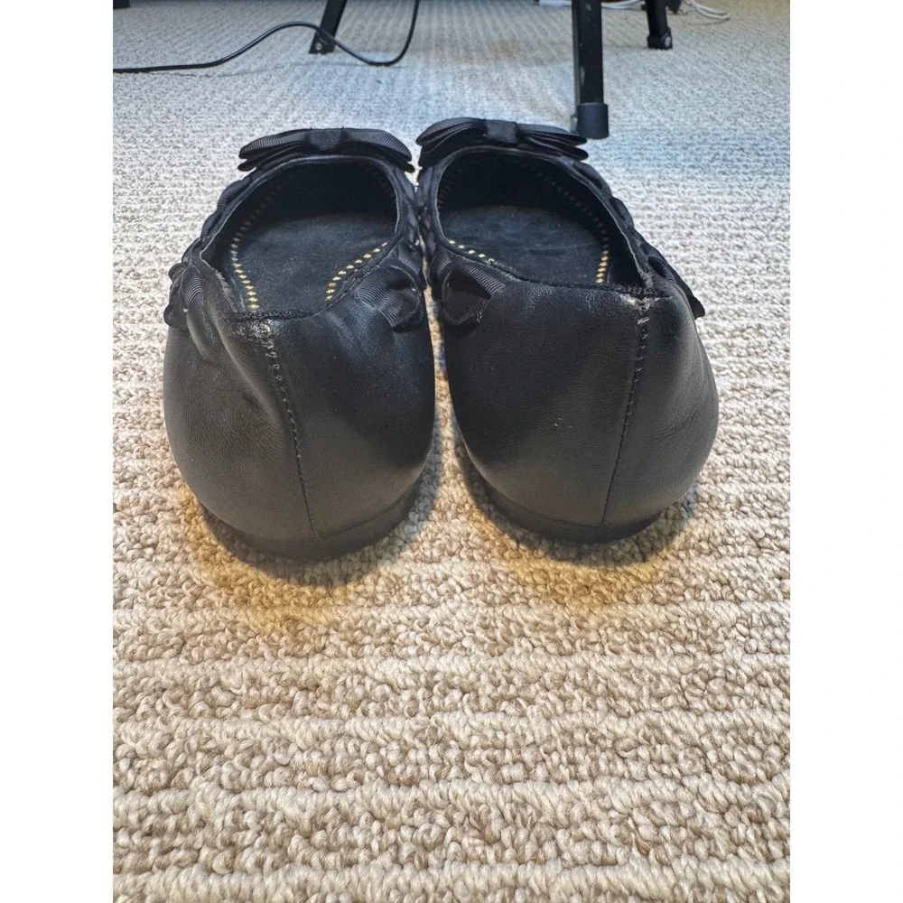 Betsey Johnson Black Leather Bow Ballet Flats Women's Size 8 Vero Cuoio‎ Leather